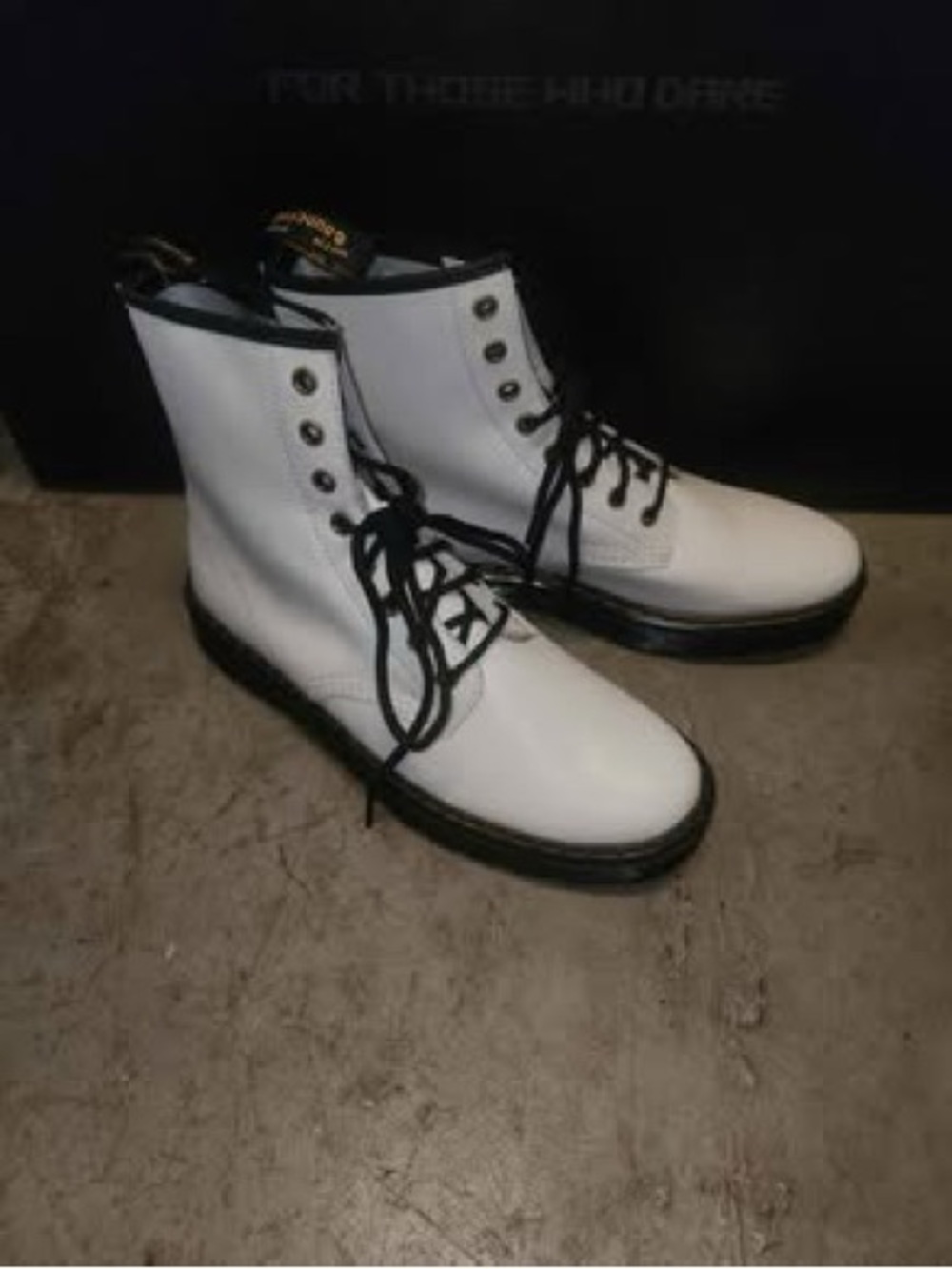 Dr. Martens White Leather Lace-Up Oxfords with Black Laces & Trim - Picture 2 of 4